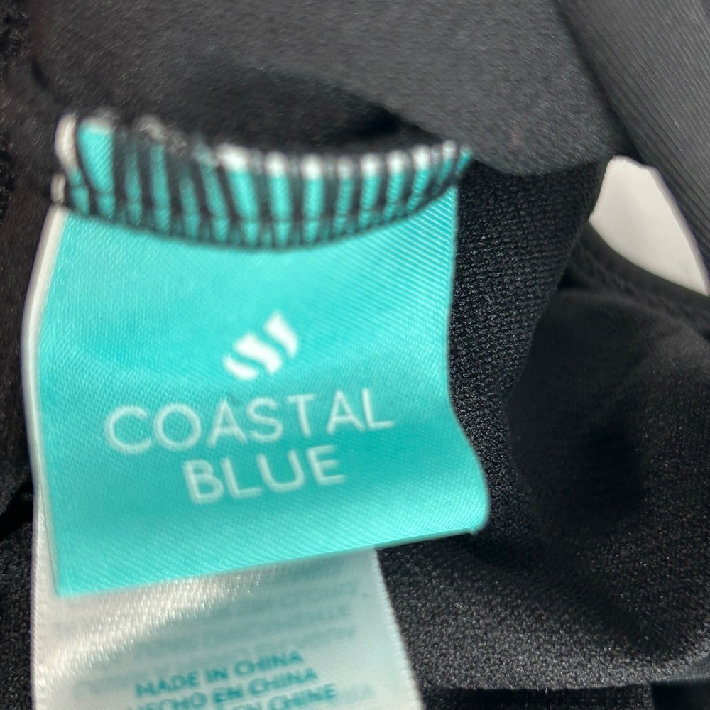 Coastal Blue Black Underwire Ruched Bikini Top 38B/C Adjustable Straps - Picture 4 of 10